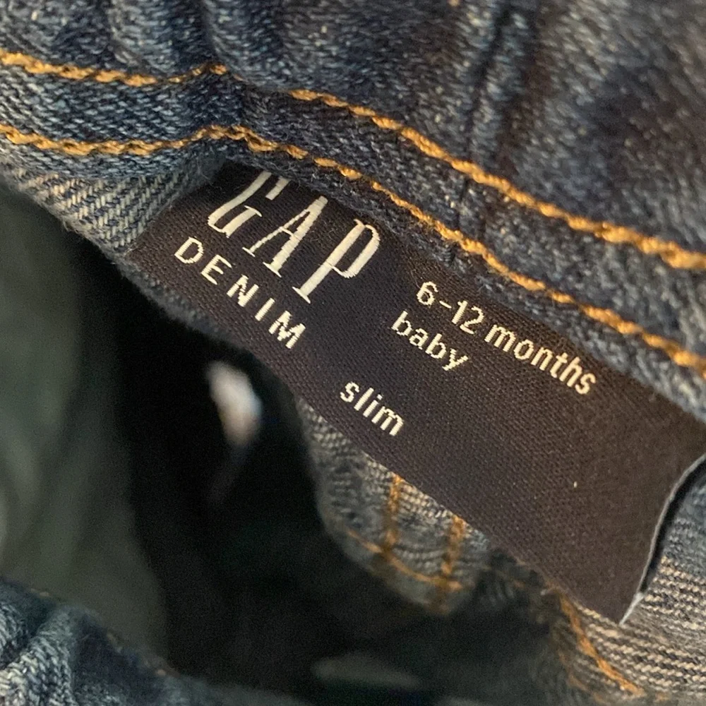 babyGap Baby Boy Dark Wash Slim Denim Blue Jeans Dinosaur Knees 6-12 Months